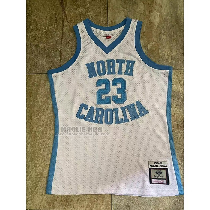 Maglia
 Michael Jordan NO 23 NCAA North Carolina Mitchell & Ness Tar Heels 1983-84 Bianco
